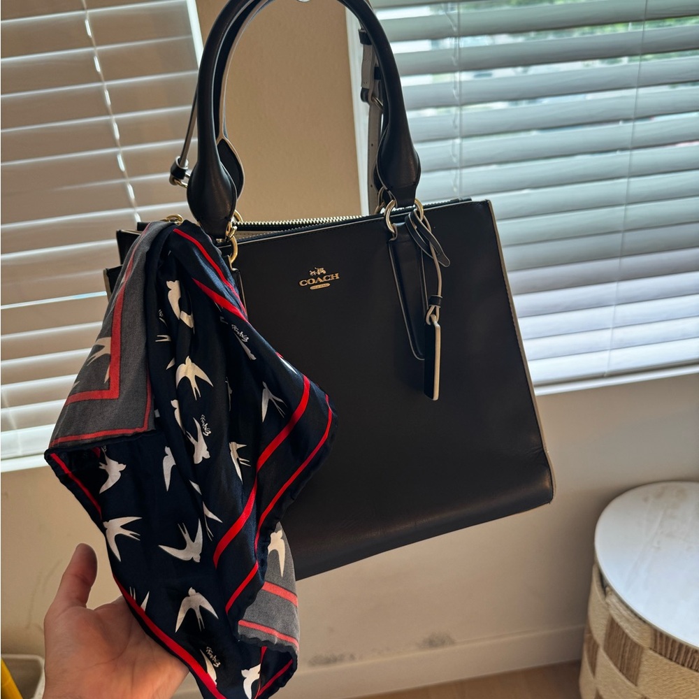 Coach Black Satchel with Gold-Tone Accents